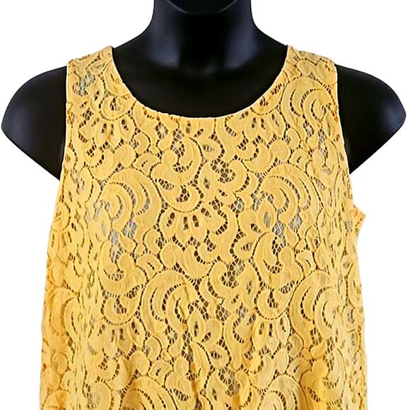 Charter Club Women's Plus Size Sleeveless Lace Blouse - Yellow - 0X - Picture 5 of 7